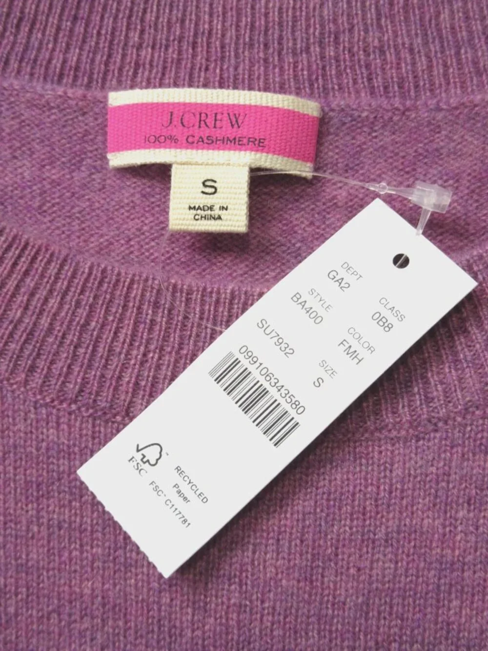 NWT J.Crew BA400 Cashmere Classic-fit Crewneck Sweater in Floral Multi Heather S